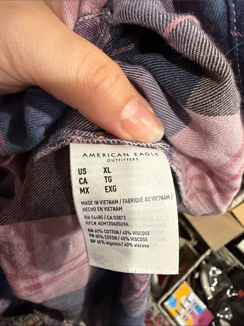 American Eagle Outfitters Blue and Purple Plaid Button-Down Shirt - Picture 3 of 5
